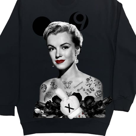 Eleven Nine / トレーナー/ Marilyn Monroe rose black /ブラック