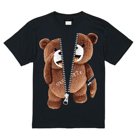 RARETE (ラルテ) あっかんべー (茶色)　 ZIP ファスナー ブラック Tシャツ