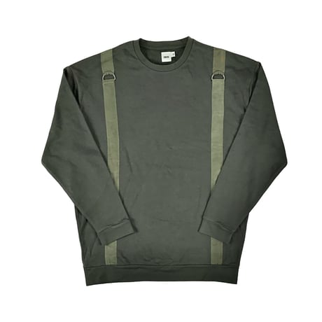 asos エイソス ミリタリー サスペンダー テープ ビッグシルエット オーバーサイズ スウェット トレーナー カーキ オリーブ グリーン M