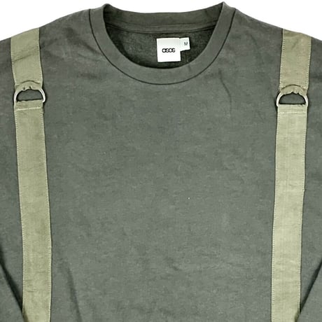 asos エイソス ミリタリー サスペンダー テープ ビッグシルエット オーバーサイズ スウェット トレーナー カーキ オリーブ グリーン M