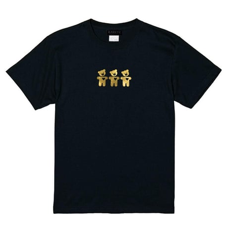 RARETE (ラルテ) テディベア ゴールド 3 animals Tシャツ ブラック