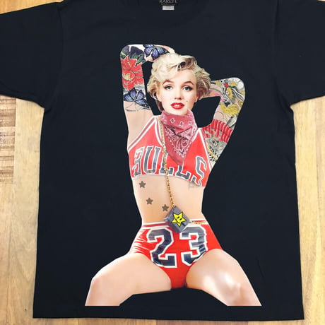 RARETE (ラルテ) マリリンモンロー Bulls タトゥー Tシャツ ブラック 星柄