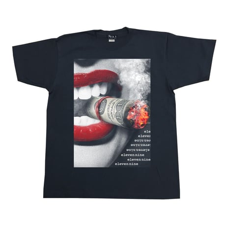 Eleven Nine / Tシャツ/ Lip/smoke/ブラック