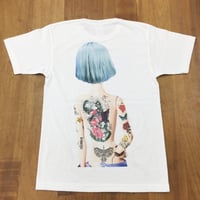 RARETE (ラルテ) 人形 後ろ姿 Tatoo Tシャツ ホワイト 星柄 star バックプリント　ボックスロゴ