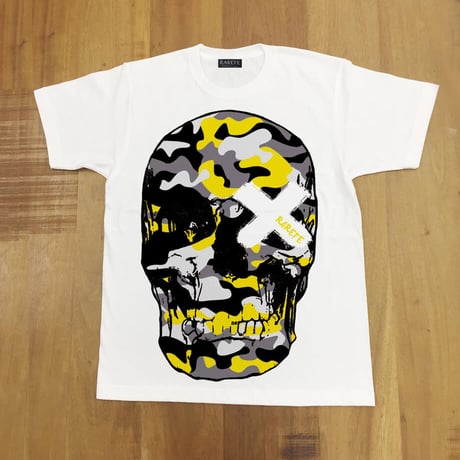 RARETE (ラルテ) ドクロ 迷彩 イエローTシャツ ホワイト Tシャツ 星柄 star