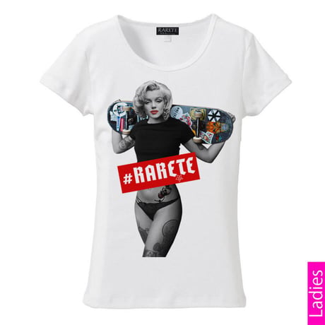 RARETE (ラルテ) マリリンモンロー スケートボード BOXロゴ　Tシャツ ホワイト 星柄 star (レディース）
