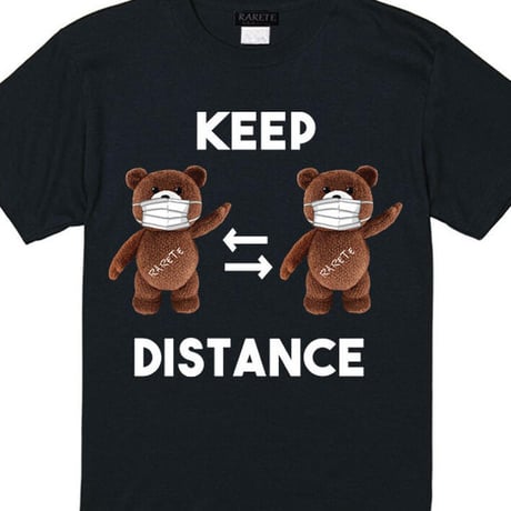 RARETE (ラルテ) KEEP DISTANCE テディベア【茶色】 Tシャツブラック
