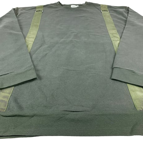 asos エイソス ミリタリー サスペンダー テープ ビッグシルエット オーバーサイズ スウェット トレーナー カーキ オリーブ グリーン M