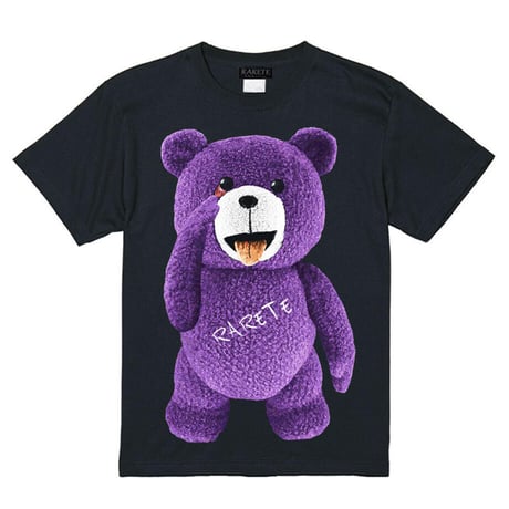 RARETE (ラルテ) テディベア あっかんベー！【紫色】 Tシャツ ブラック