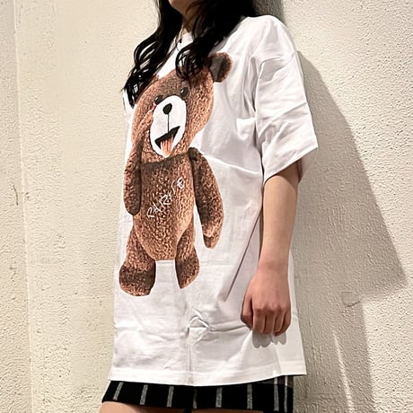 RARETE (ラルテ) テディベア あっかんベー！【茶色】 Tシャツ ホワイト
