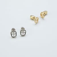 cross chain earrings / pierced / square / silver