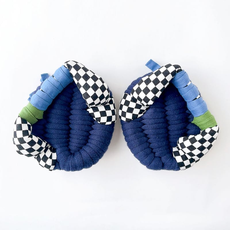 ノントリⓇ布ぞうり：3 ネイビー 市松 | ふっくら布ぞうりshop