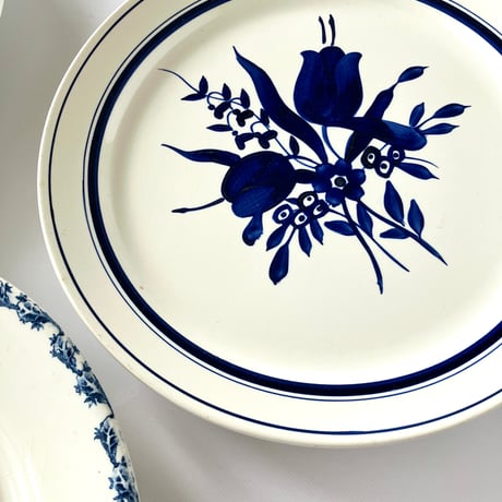 ★BROCANTE ブルーの花柄皿 3種