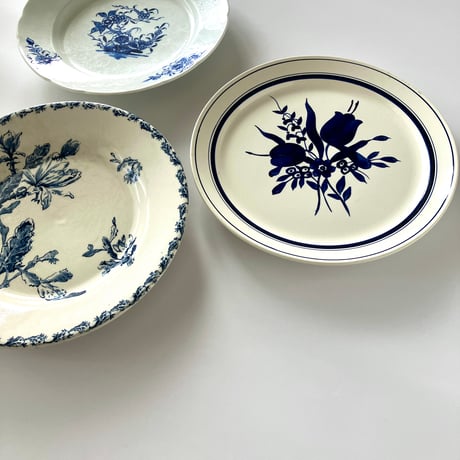 ★BROCANTE ブルーの花柄皿 3種