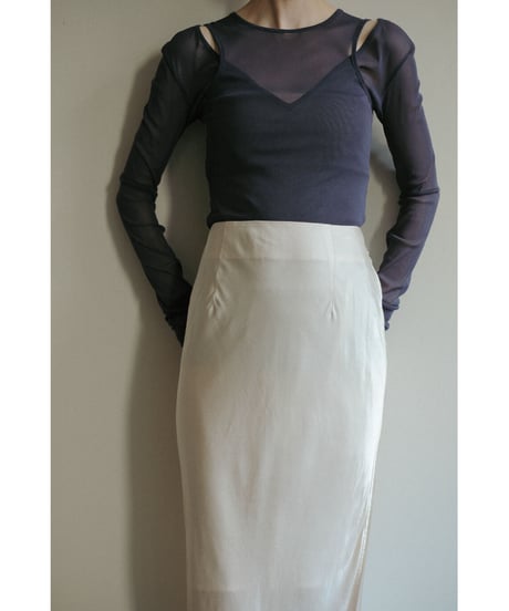 Satin Unhemmed Long Skirt（ls32357S）