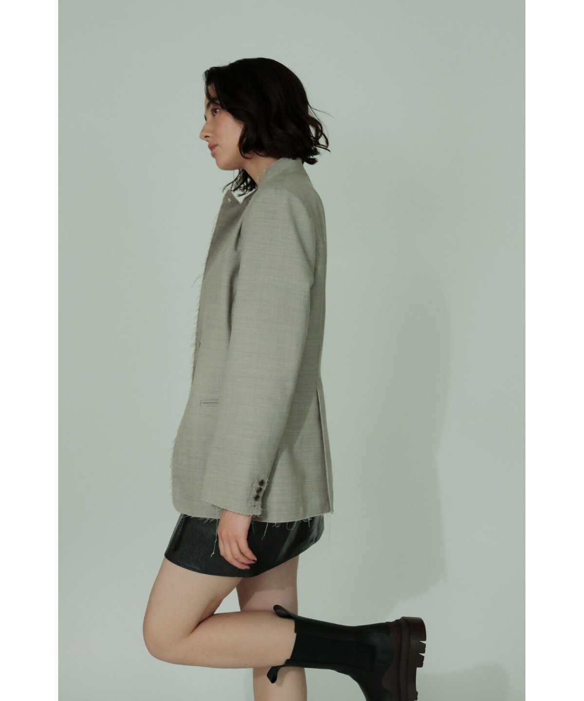 Wool Twill Unhemmed Tailored Jacket（ls34385J） |