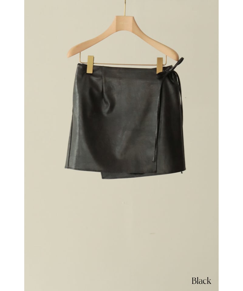Vegan Leather Wrap Mini Skirt（ls34410S） | Littl 