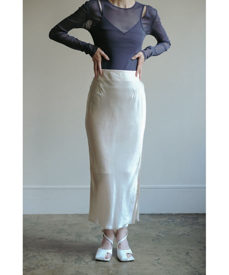 Satin Unhemmed Long Skirt（ls32357S）