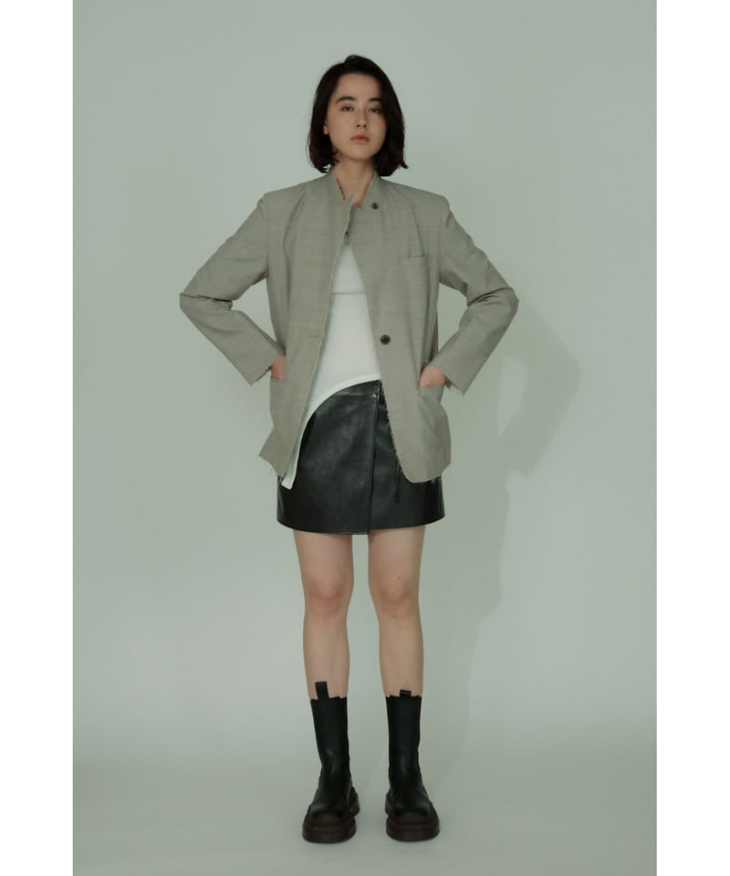 Vegan Leather Wrap Mini Skirt（ls34410S） | Littl 