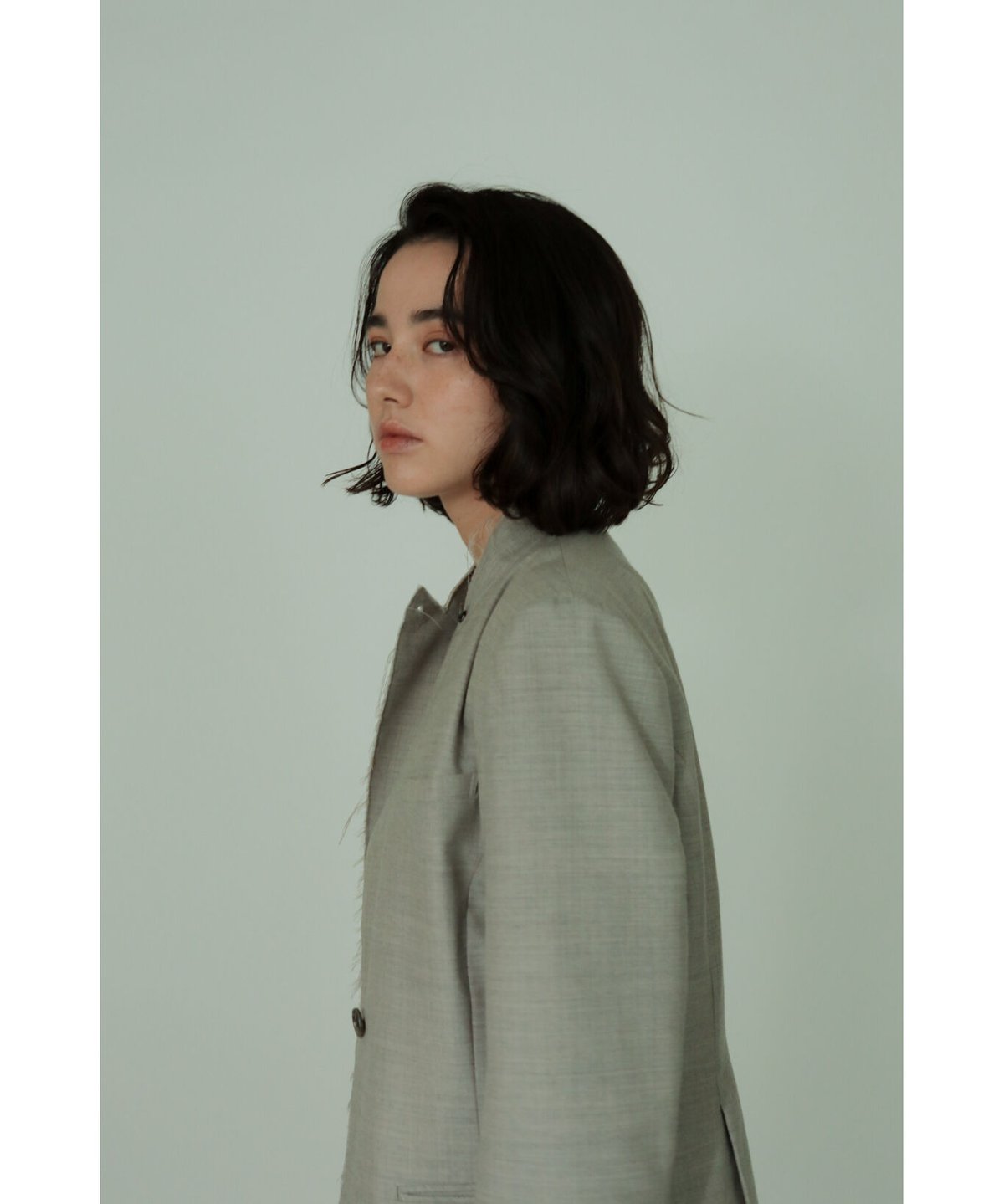 Wool Twill Unhemmed Tailored Jacket（ls34385J） |