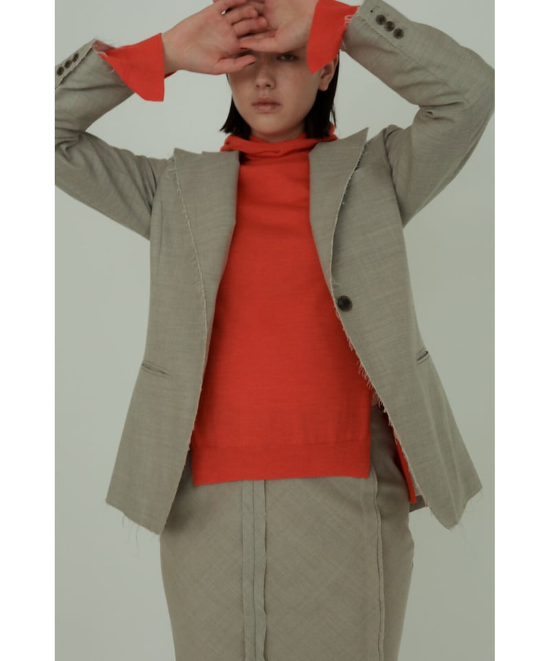 Wool Twill Unhemmed Tailored Jacket（ls34385J） |
