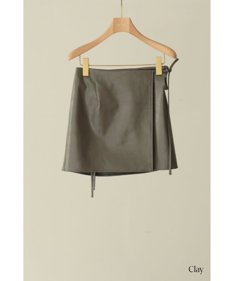 Vegan Leather Wrap Mini Skirt（ls34410S） | Littl