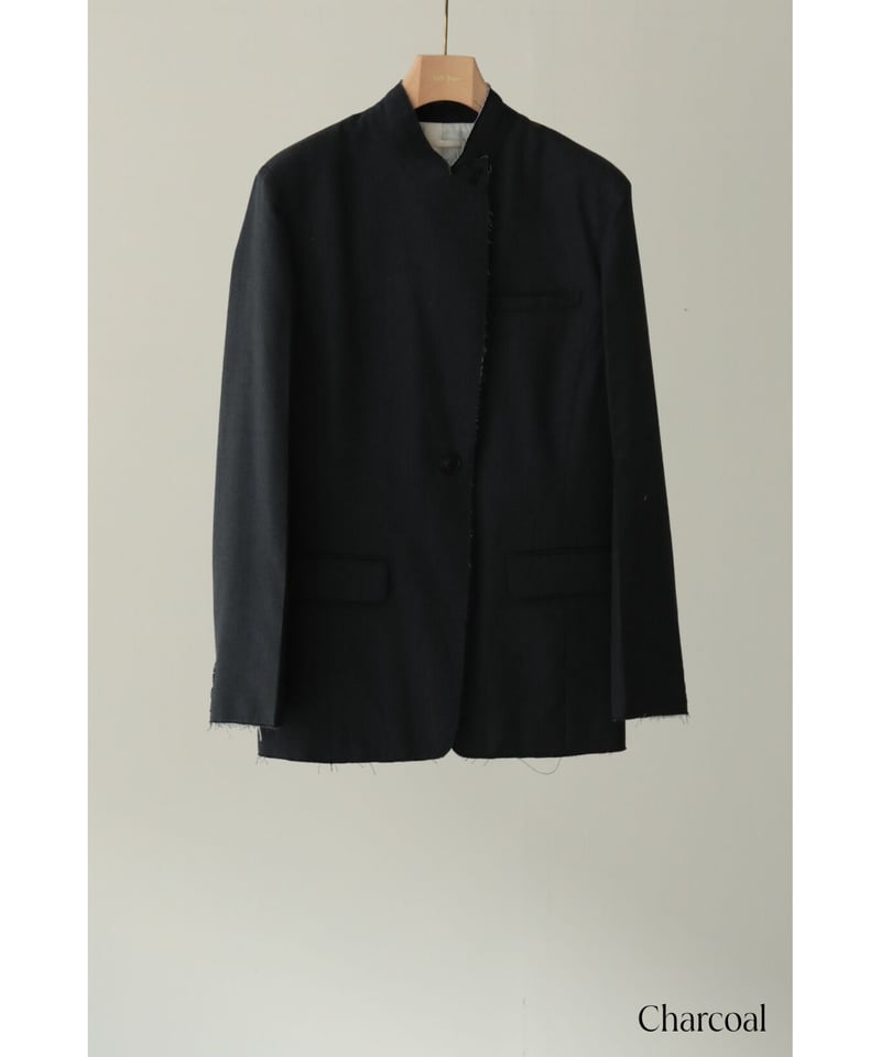 Wool Twill Unhemmed Tailored Jacket（ls34385J） |