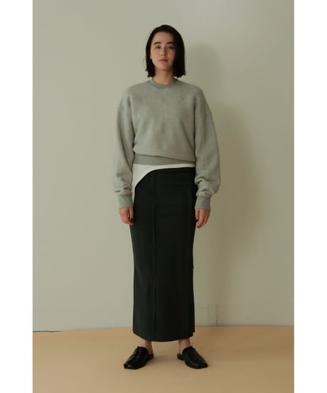 Wool Twill Unhemmed Long Skirt（ls34393S）