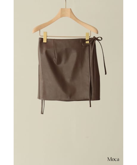 Vegan Leather Wrap Mini Skirt（ls34410S）