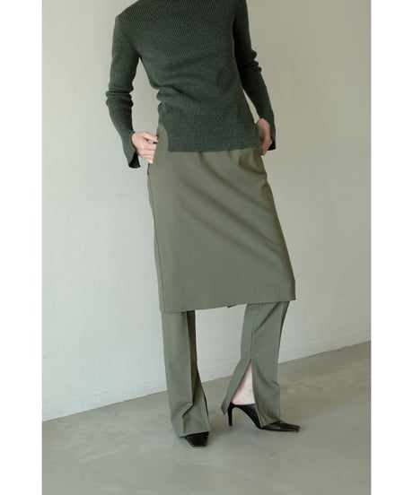 Stretch Wool Side Cut Out Skirt（ls34386S）
