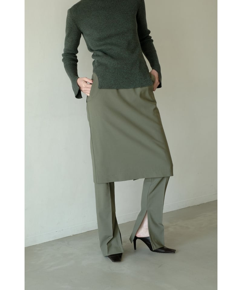 Stretch Wool Side Cut Out Skirt（ls34386S） | Lit...
