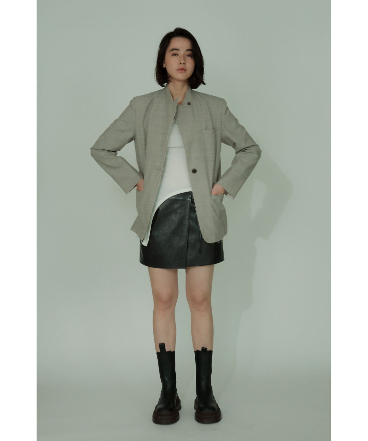 Wool Twill Unhemmed Tailored Jacket（ls34385J） |