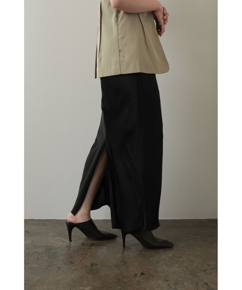 Satin Unhemmed Long Skirt(ls32357S) | Little $u Satin Unhemmed Long Skirt(ls32357S) | Little $u