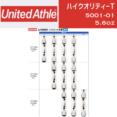 United Athle ユナイテッドアスレ　ハイクオリティー白T 5001-01 【本体代+プリント代】