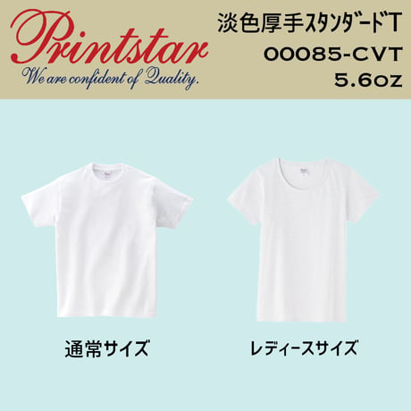 Printstar プリントスター　淡色カラーTシャツ 00085-CVT【本体代+プリント代】