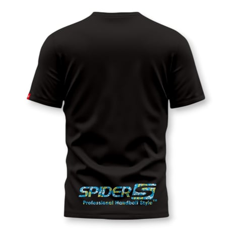 SPIDERハンドボールTシャツ SP-T26   ブラック×ハイビスカス A
