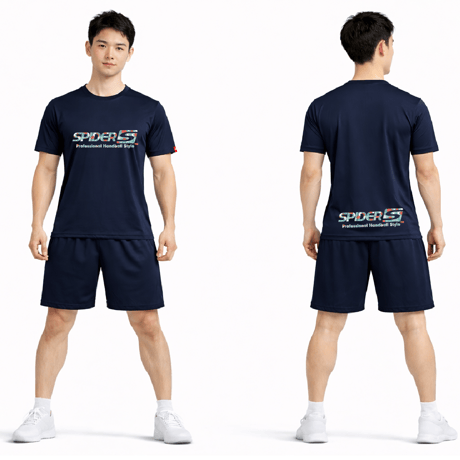 SPIDERハンドボールTシャツ SP-T26   ネイビー×ハイビスカス B