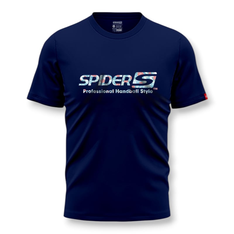 spider Tシャツ S タグ付き SPIDERハンドボールTシャツ SP-T26 ネイビー×ハイビスカス B | SPIDE
