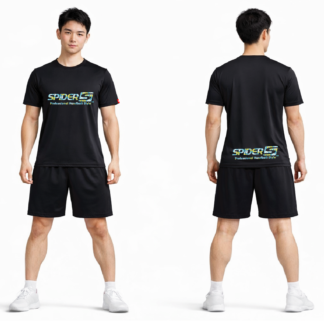 SPIDERハンドボールTシャツ SP-T26 ブラック×ハイビスカス A | SPIDE