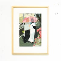 堀井美沙子 原画作品『降り出す』（額込）