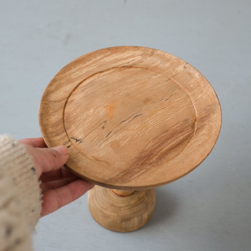 自然な木目が美しい、大きめの木製コンポート皿/st.913 | SLOWHAND