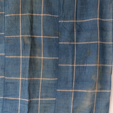 古布 白格子柄 linen×indigo　170×118 /st.594