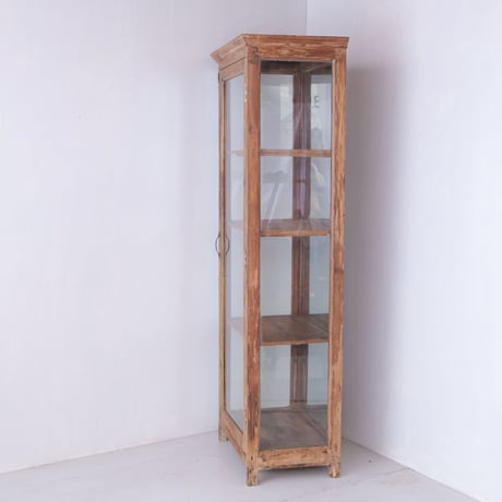 背面が鏡仕立てになった4段のオールドチークショーケース/sa.975
