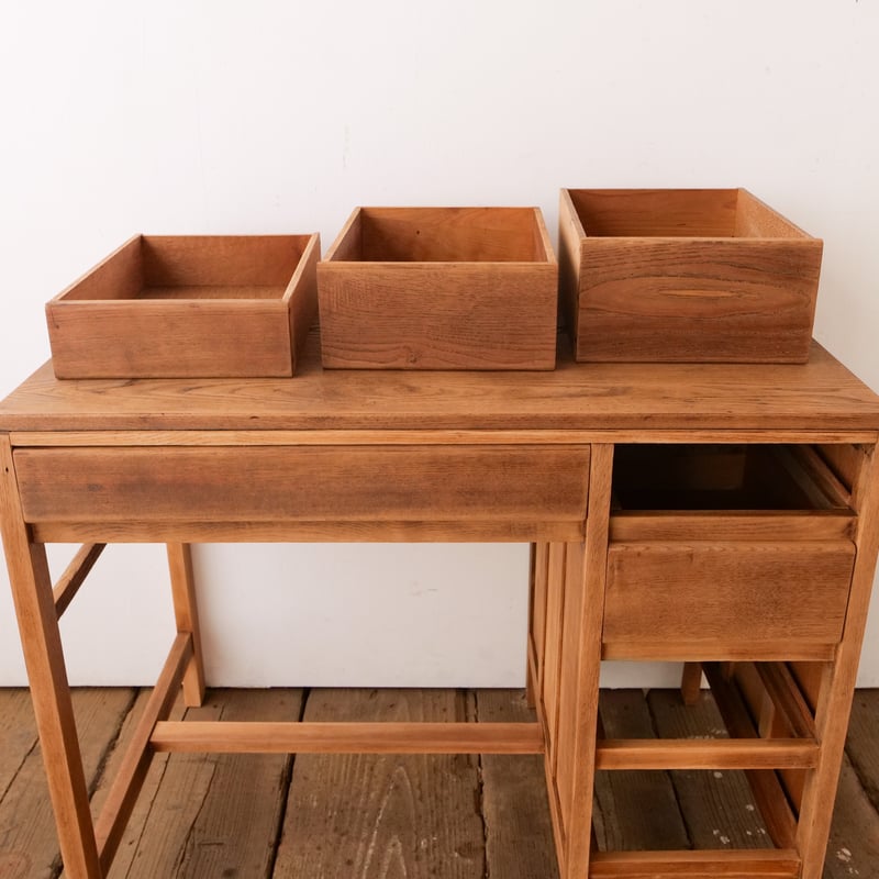 木製机　学習机　片袖机　アンティーク ヴィンテージ ケヤキ材 片袖机 大正昭和の木製デスク