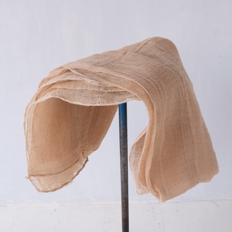 大きめサイズが嬉しい　生成り色の蚊帳リネン古布 170×150cm/st.1219