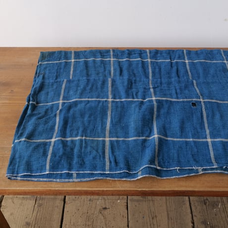 古布 白格子柄 linen×indigo　170×118 /st.594