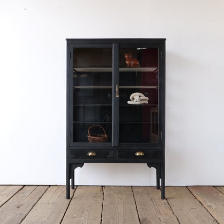 ヴィンテージ　ケビント 飾り棚 デンタルキャビネット 昭和初期 プレスガラス