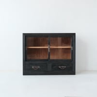 ブラックカラーにリペイントした、ゆらゆらガラスの水屋/sa.1065