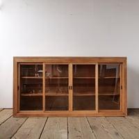 四枚ガラス戸のレトロな水屋キャビネット/sk.674