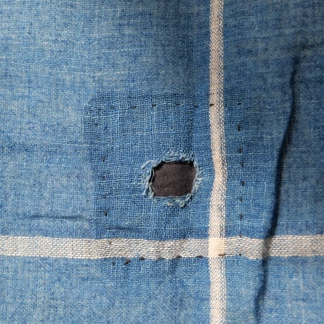 古布 白格子柄 linen×indigo　170×118 /st.594